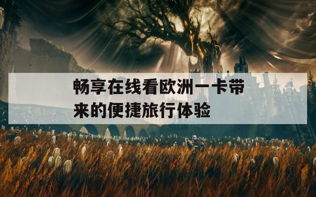 畅享在线看欧洲一卡带来的便捷旅行体验