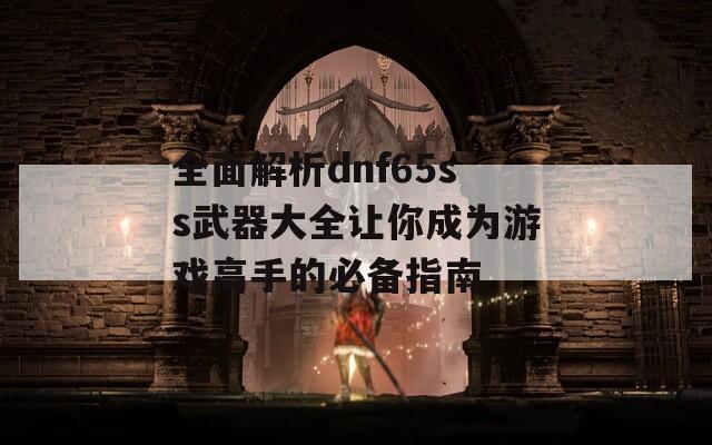 全面解析dnf65ss武器大全让你成为游戏高手的必备指南