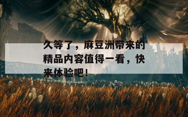 久等了，麻豆洲带来的精品内容值得一看，快来体验吧！