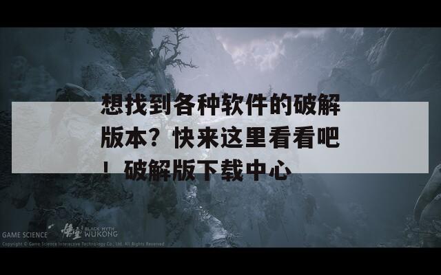 想找到各种软件的破解版本？快来这里看看吧！破解版下载中心