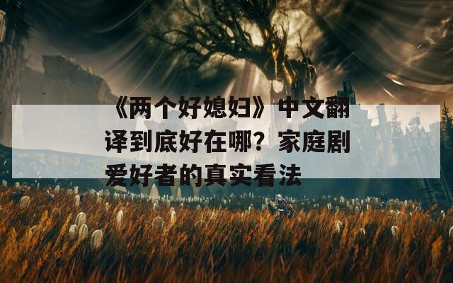 《两个好媳妇》中文翻译到底好在哪？家庭剧爱好者的真实看法