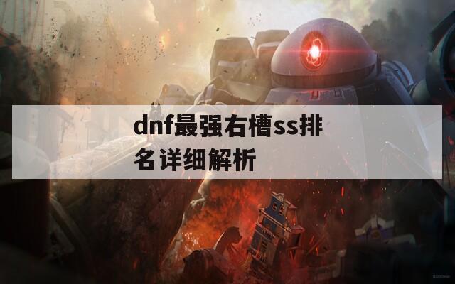 dnf最强右槽ss排名详细解析