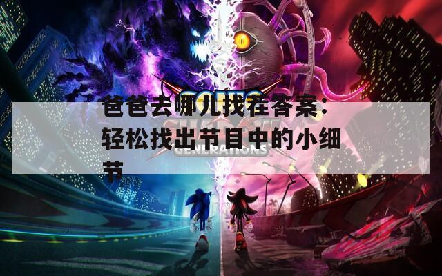 爸爸去哪儿找茬答案：轻松找出节目中的小细节