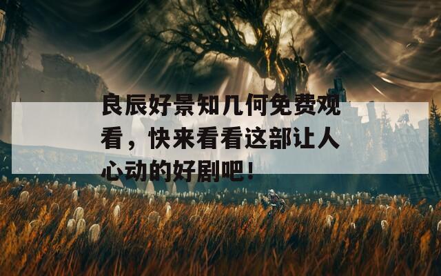 良辰好景知几何免费观看，快来看看这部让人心动的好剧吧！