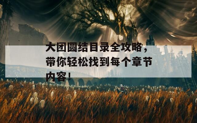 大团圆结目录全攻略，带你轻松找到每个章节内容！