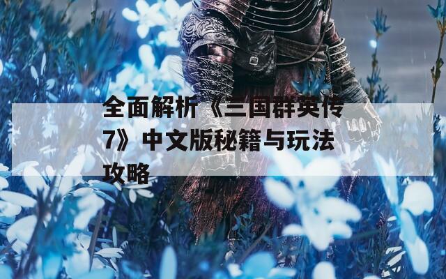 全面解析《三国群英传7》中文版秘籍与玩法攻略