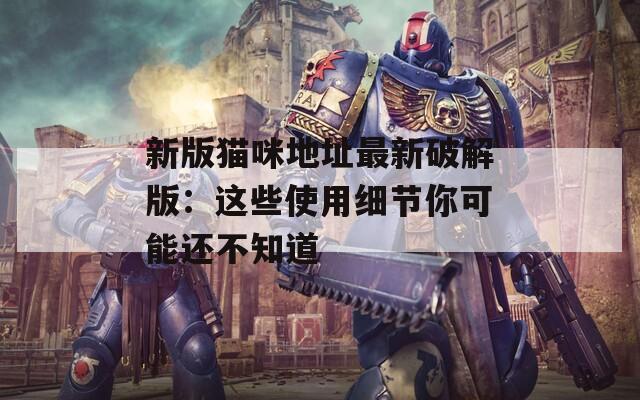 新版猫咪地址最新破解版：这些使用细节你可能还不知道