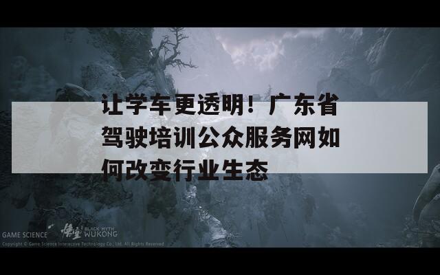 让学车更透明！广东省驾驶培训公众服务网如何改变行业生态