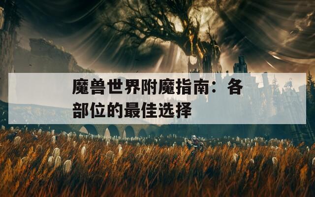 魔兽世界附魔指南：各部位的最佳选择