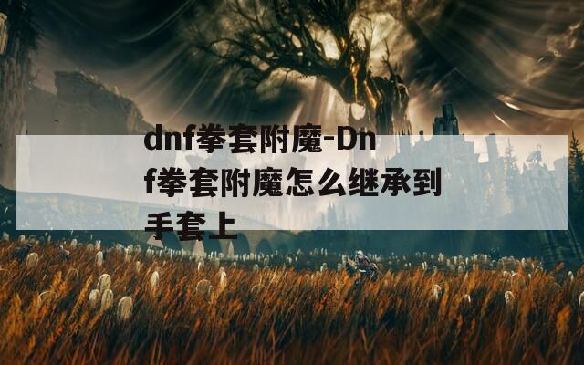 dnf拳套附魔-Dnf拳套附魔怎么继承到手套上