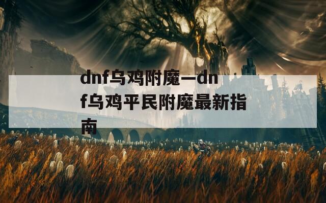 dnf乌鸡附魔—dnf乌鸡平民附魔最新指南