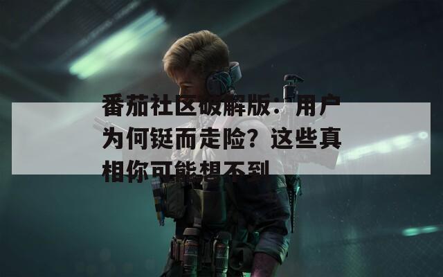 番茄社区破解版：用户为何铤而走险？这些真相你可能想不到