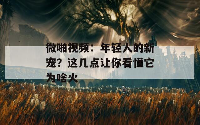 微啪视频：年轻人的新宠？这几点让你看懂它为啥火