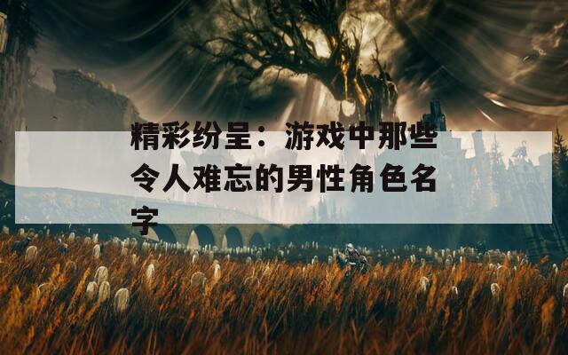 精彩纷呈：游戏中那些令人难忘的男性角色名字